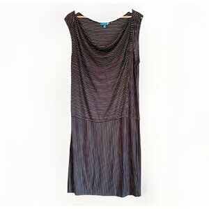 Derek Lam Design Nation Womens Dress Size XL  Striped Black Drape Neck Preppy